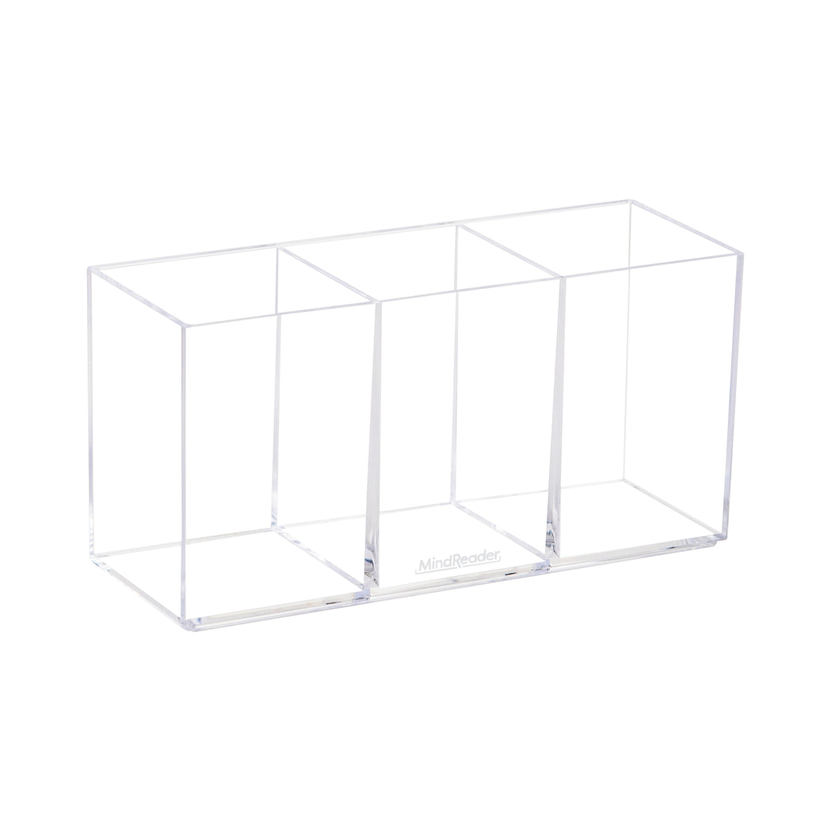 Mind Reader Pen and Accessories Holder, Desktop Organizer, Makeup Organizer, Office, Acrylic, 7"L x 2.5"W x 3.5"H, Clear
