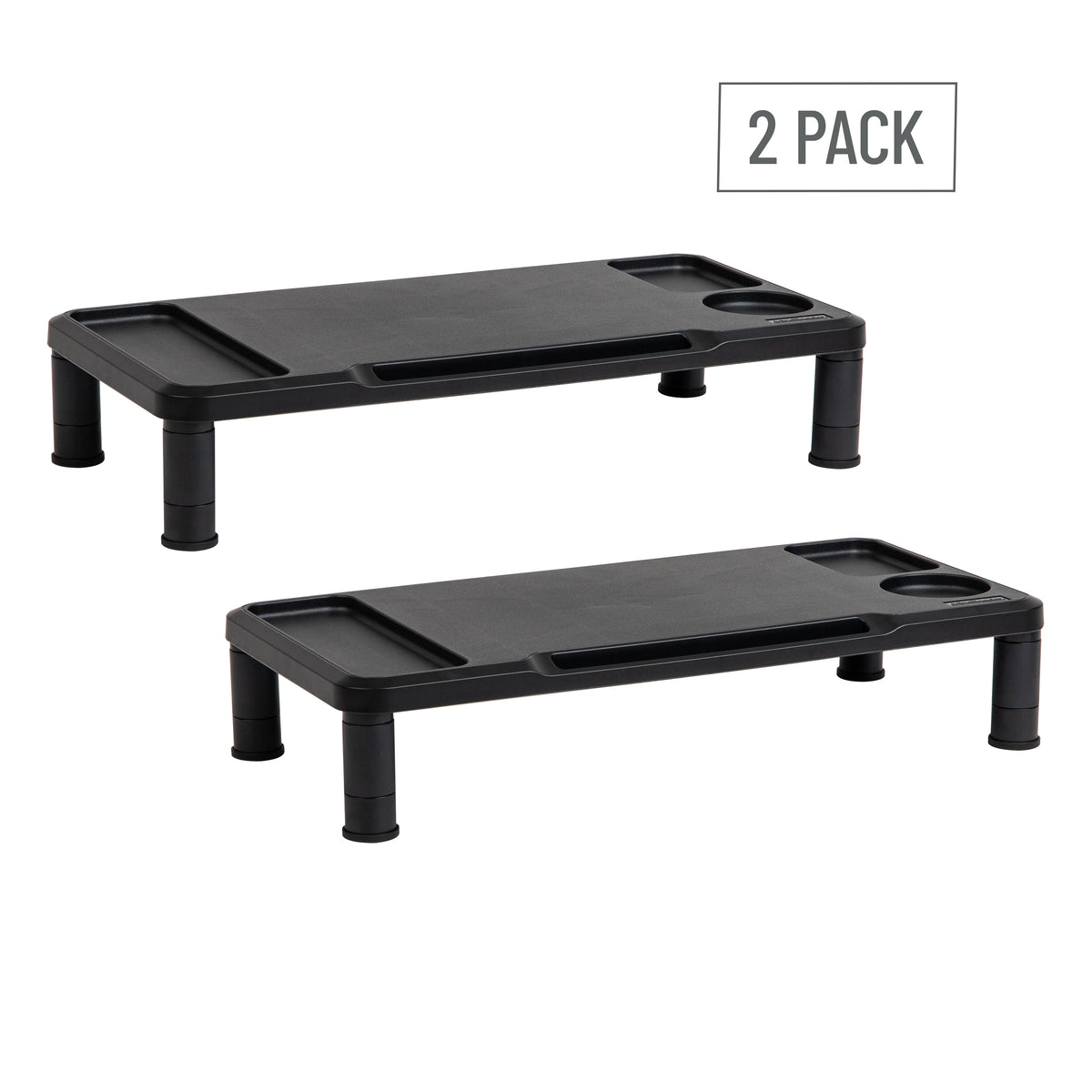 Mind Reader Monitor Stand, Laptop Riser, Desktop Organizer, Office, Plastic, 21.75"L x 10.25"W x 4.5"H, Black