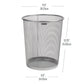 Mind Reader Mesh Trash Can, 16.65L (4.4 gal), Waste Paper Basket, Round, Office, Metal Mesh, 11.5"L x 11.5"W x 13.75"H, Set of 2, Black