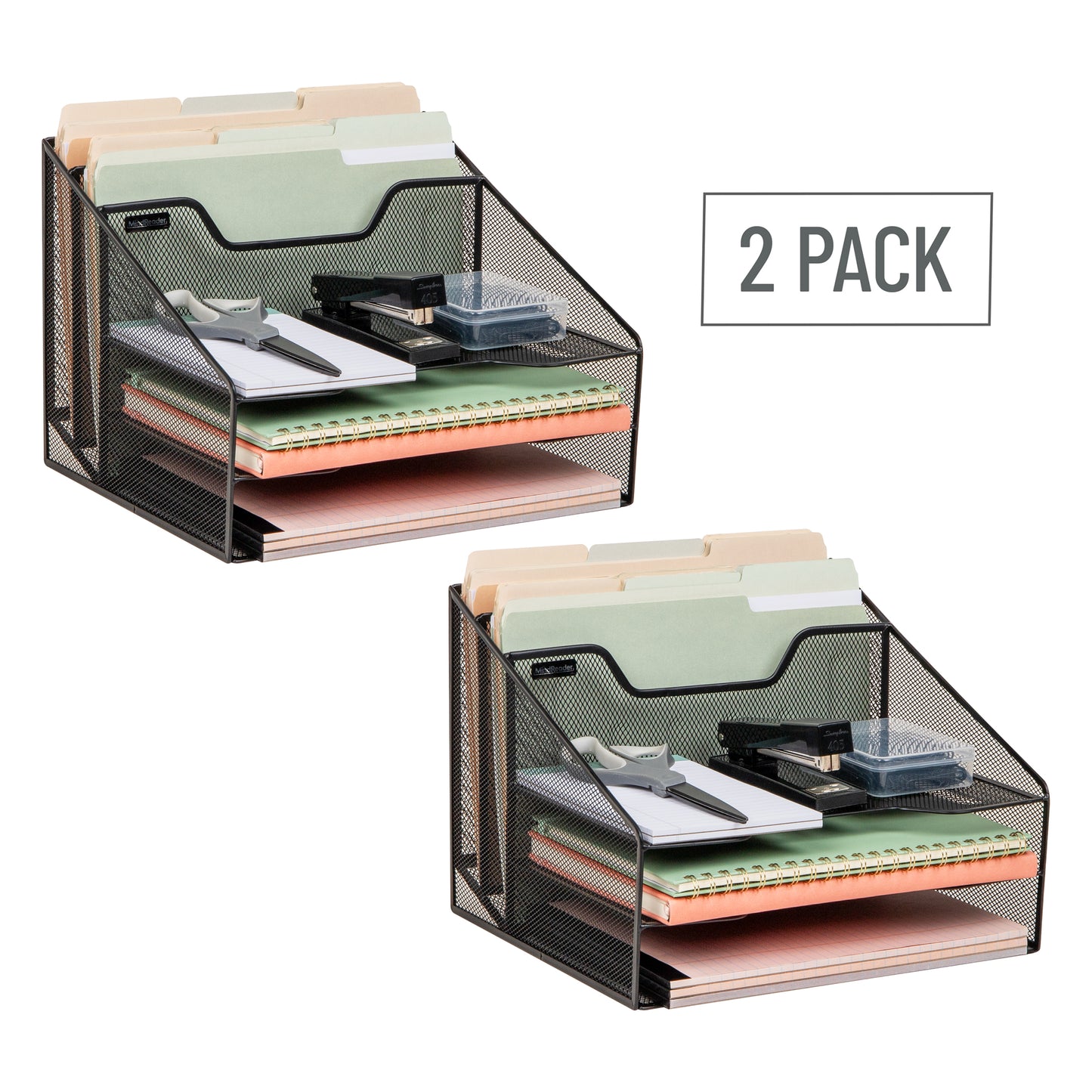 Mind Reader Desktop Organizer, Vertical File Holder, Paper Trays, Office, Metal Mesh, 12.5"L x 11.5"W x 9.5"H