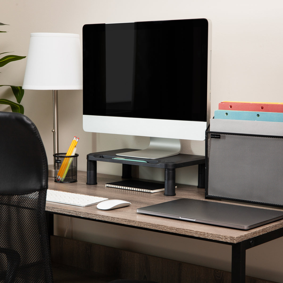 Mind Reader Monitor Stand, Height Adjustable, Laptop, Computer, Riser, Office, 14.5"L x 10.5"W x 5.25"H, Set of 2, Black