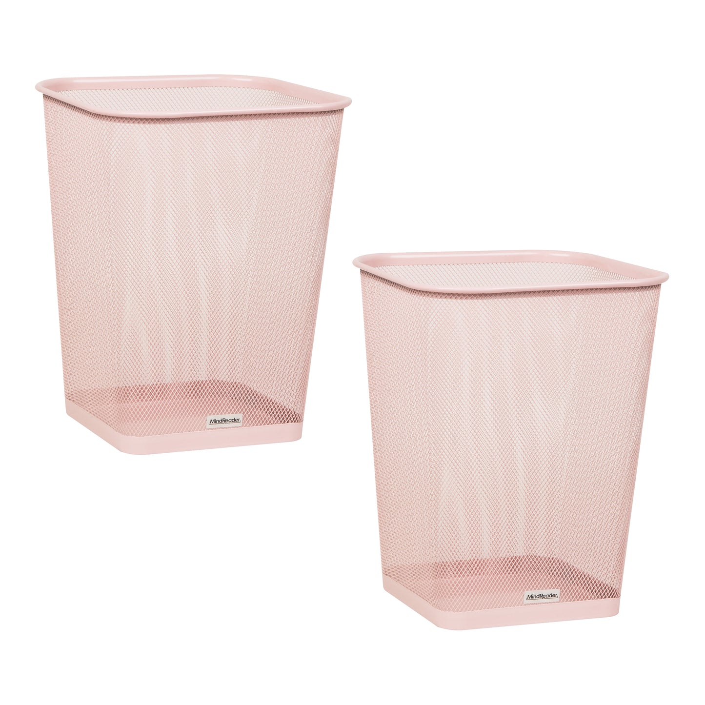 Mind Reader Mesh Trash Can, Waste Paper Basket, Square, Office, Metal Mesh, 9.75"L x 9.75"W x 12.25"H, Set of 2, Black
