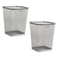 Mind Reader Mesh Trash Can, Waste Paper Basket, Square, Office, Metal Mesh, 9.75"L x 9.75"W x 12.25"H, Set of 2, Black