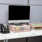Mind Reader Mesh Monitor Stand with Storage Drawer, Ventilated Laptop Riser and Desktop Organizer, Office, Metal Mesh, Pink