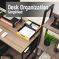 Mind Reader Metal and Wood Tiered Desktop Organizer Trays with Cutout Handles, Stackable Office Storage, Office, Entryway, Coffee Station and Home Organization, Metal and Wood, Set of 2