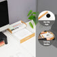 Mind Reader Metal and Wood Tiered Desktop Organizer Trays with Cutout Handles, Stackable Office Storage, Office, Entryway, Coffee Station and Home Organization, Metal and Wood, Set of 2