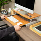 Mind Reader Monitor Stand, Sliding Keyboard Drawer, Laptop, Riser, Office, Wood,Metal, 20"L x 14.75"W x 5.9"H, Brown, Silver