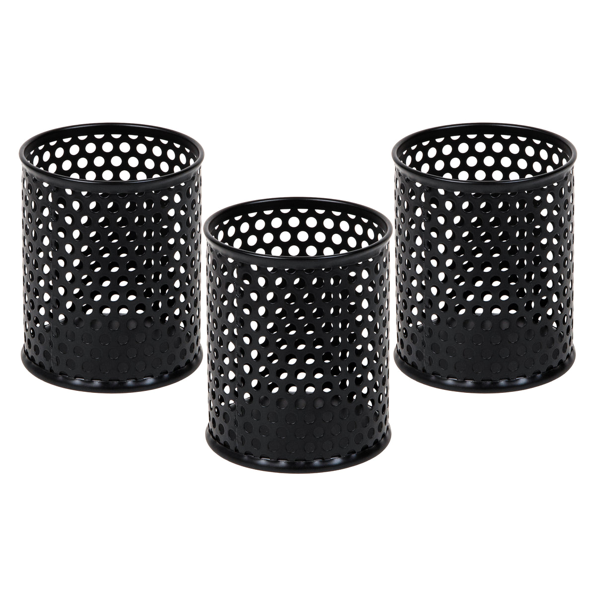 Mind Reader Metal Pen Cups, Mesh Pencil Holders, Desktop Organizer Set, Metal, Set of 3, Black