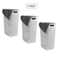 Mind Reader 60L Slim Laundry Hamper, Clothes Basket, Lid, Wicker Design, Plastic, 17.65"L x 13.75"W x 24.15"H