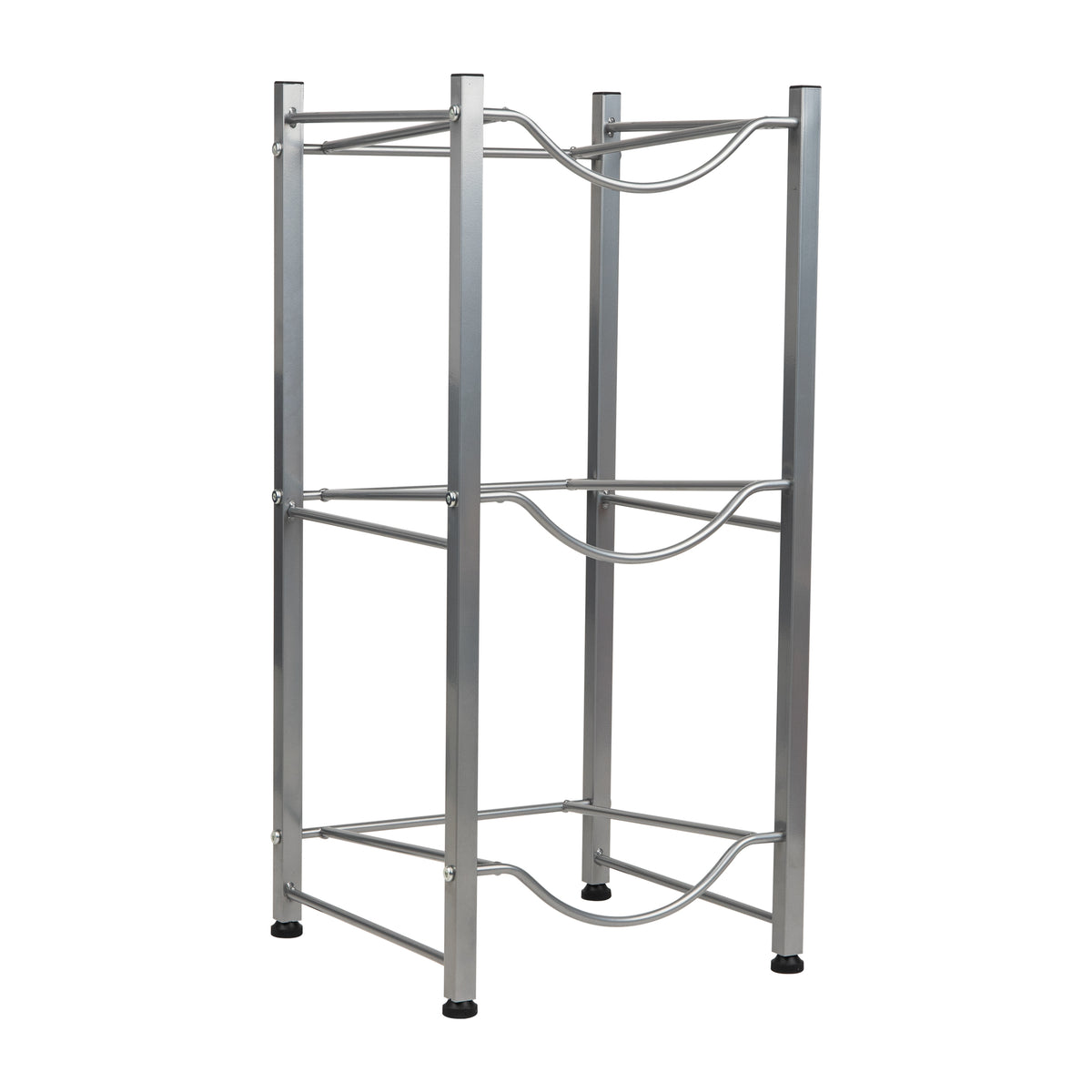 Mind Reader Water Jug Stand, Holds three or five 5 Gallon Jugs, Water Cooler, Rack, Metal, 13.5"L x 13.5"W, Silver