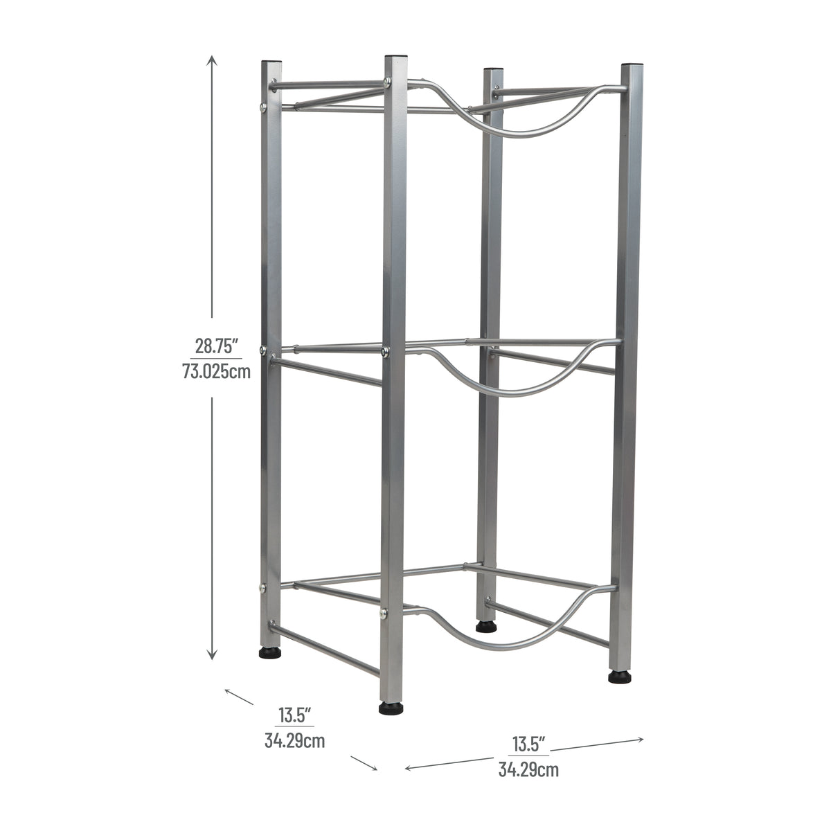 Mind Reader Water Jug Stand, Holds three or five 5 Gallon Jugs, Water Cooler, Rack, Metal, 13.5"L x 13.5"W, Silver