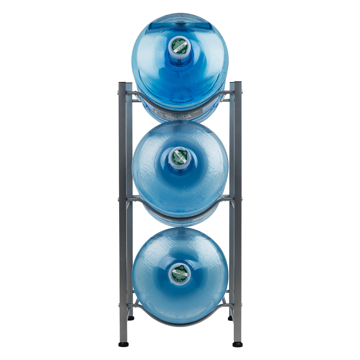Mind Reader Water Jug Stand, Holds three or five 5 Gallon Jugs, Water Cooler, Rack, Metal, 13.5"L x 13.5"W, Silver