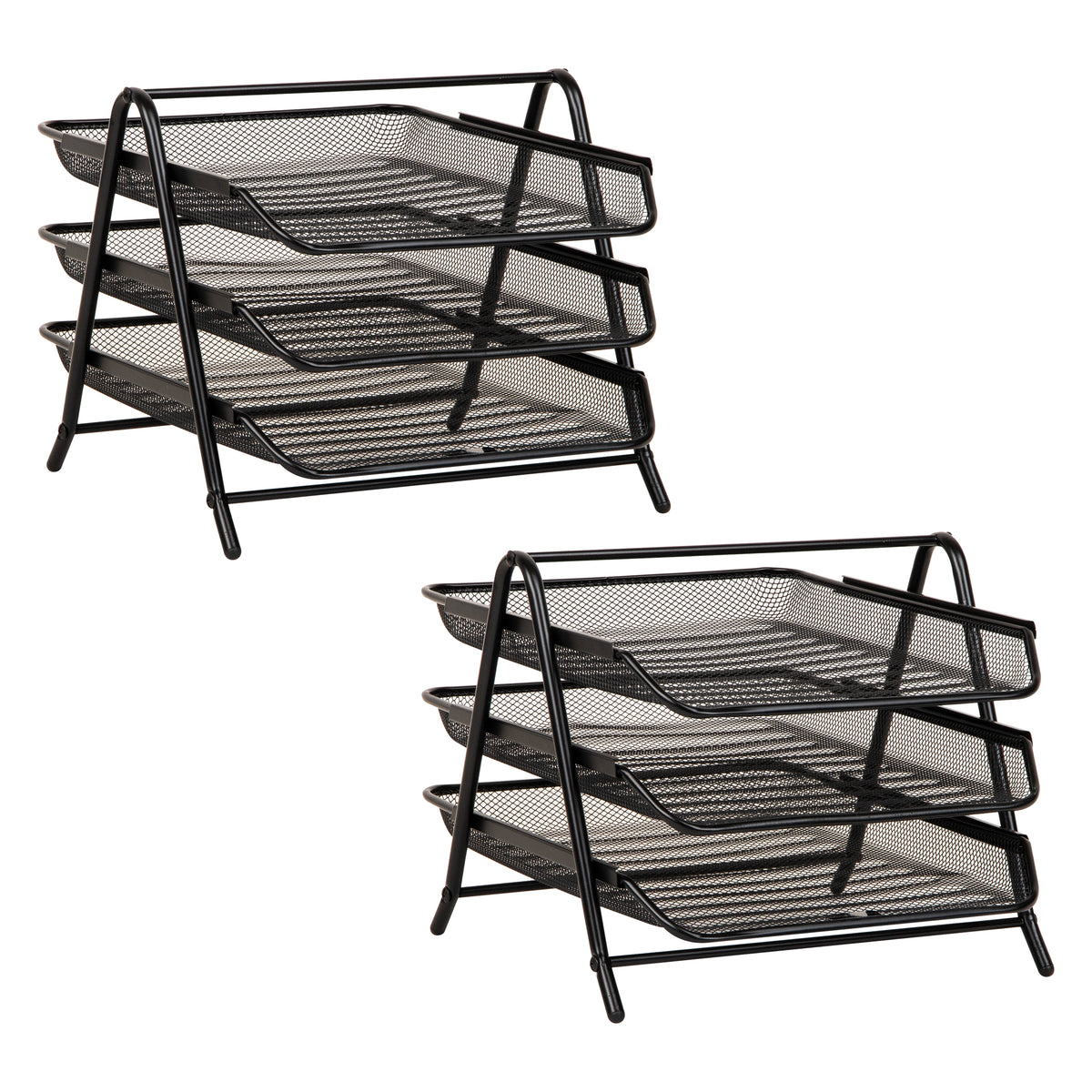 Mind Reader 3-Tier Paper Tray, Desktop Organizer, File Storage, Workspace, Office, Metal Mesh, 11.75"L x 13.75"W x 10"H