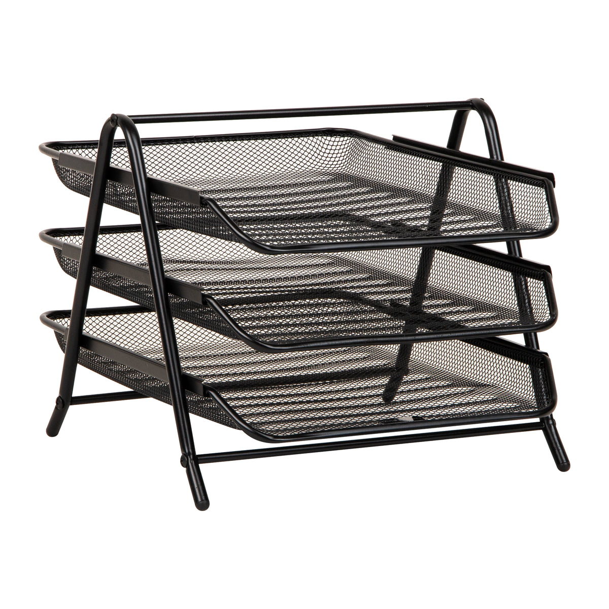 Mind Reader 3-Tier Paper Tray, Desktop Organizer, File Storage, Workspace, Office, Metal Mesh, 11.75"L x 13.75"W x 10"H
