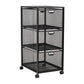 Mind Reader Multipurpose Cart with Drawers, Rolling Office Organizer and Storage Cabinet, Metal Mesh, Black