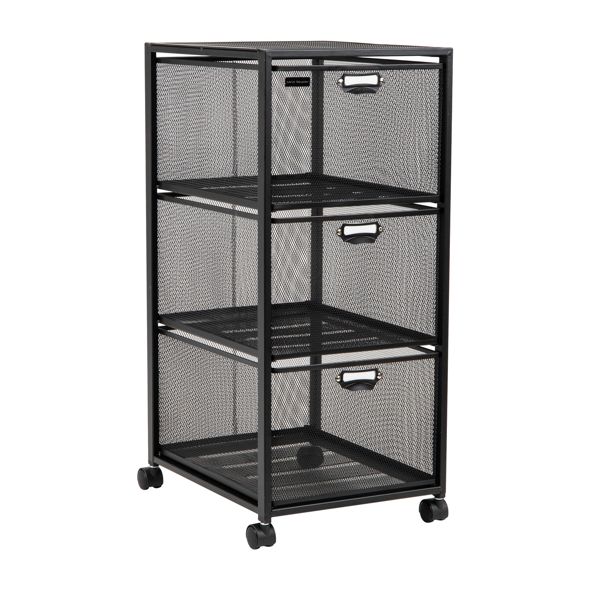 Mind Reader Multipurpose Cart with Drawers, Rolling Office Organizer and Storage Cabinet, Metal Mesh, Black