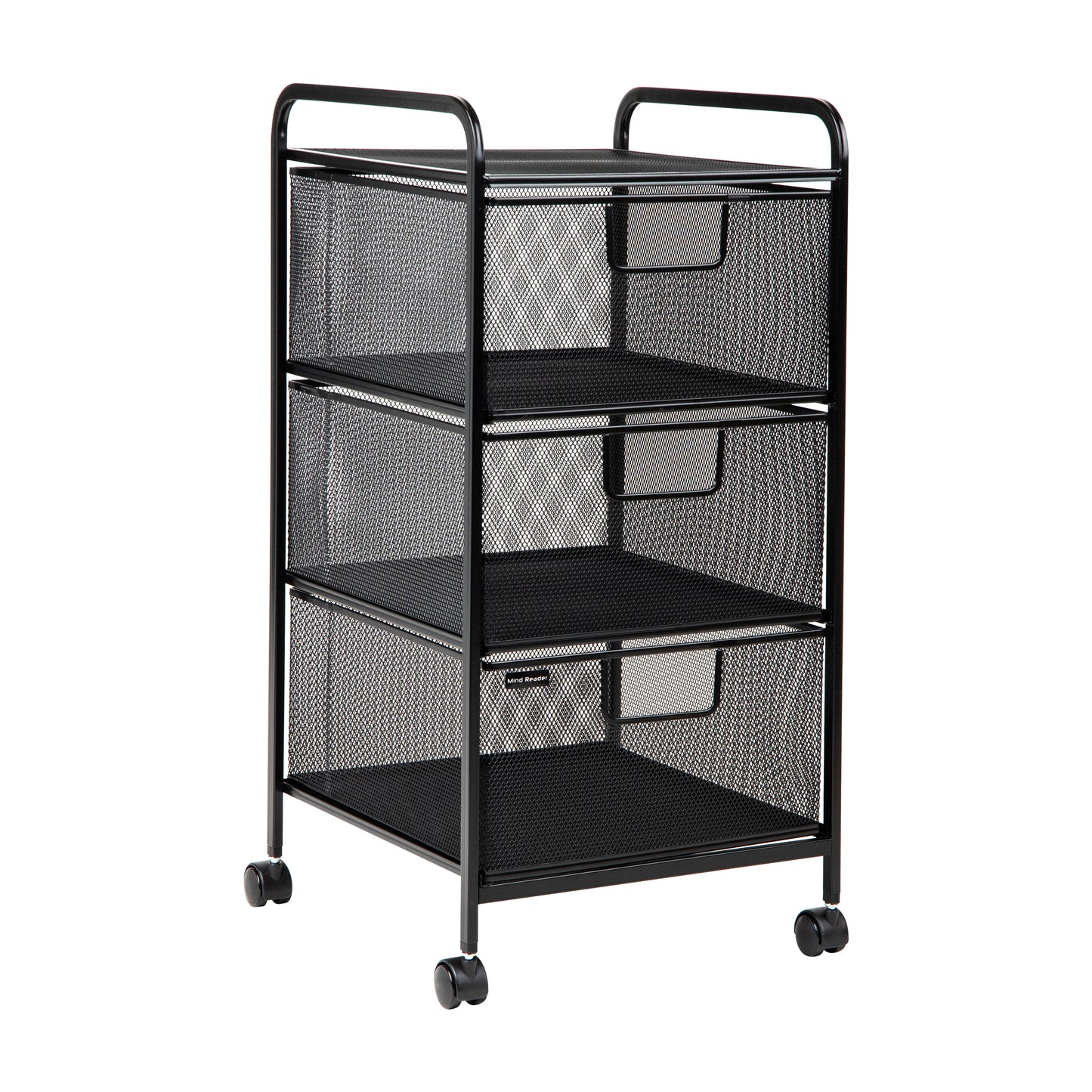 Mind Reader Office Storage Organizer with Mesh Drawers and Optional Wheels, Desktop and Under Desk Use, Metal Mesh, Black