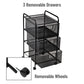 Mind Reader Office Storage Organizer with Mesh Drawers and Optional Wheels, Desktop and Under Desk Use, Metal Mesh, Black
