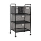 Mind Reader Cart with Drawers, Multipurpose Office Organizer, Utility Cart, Rolling Storage, Metal Mesh, Black