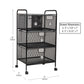 Mind Reader Cart with Drawers, Multipurpose Office Organizer, Utility Cart, Rolling Storage, Metal Mesh, Black