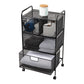 Mind Reader Cart with Drawers, Multipurpose Office Organizer, Utility Cart, Rolling Storage, Metal Mesh, Black