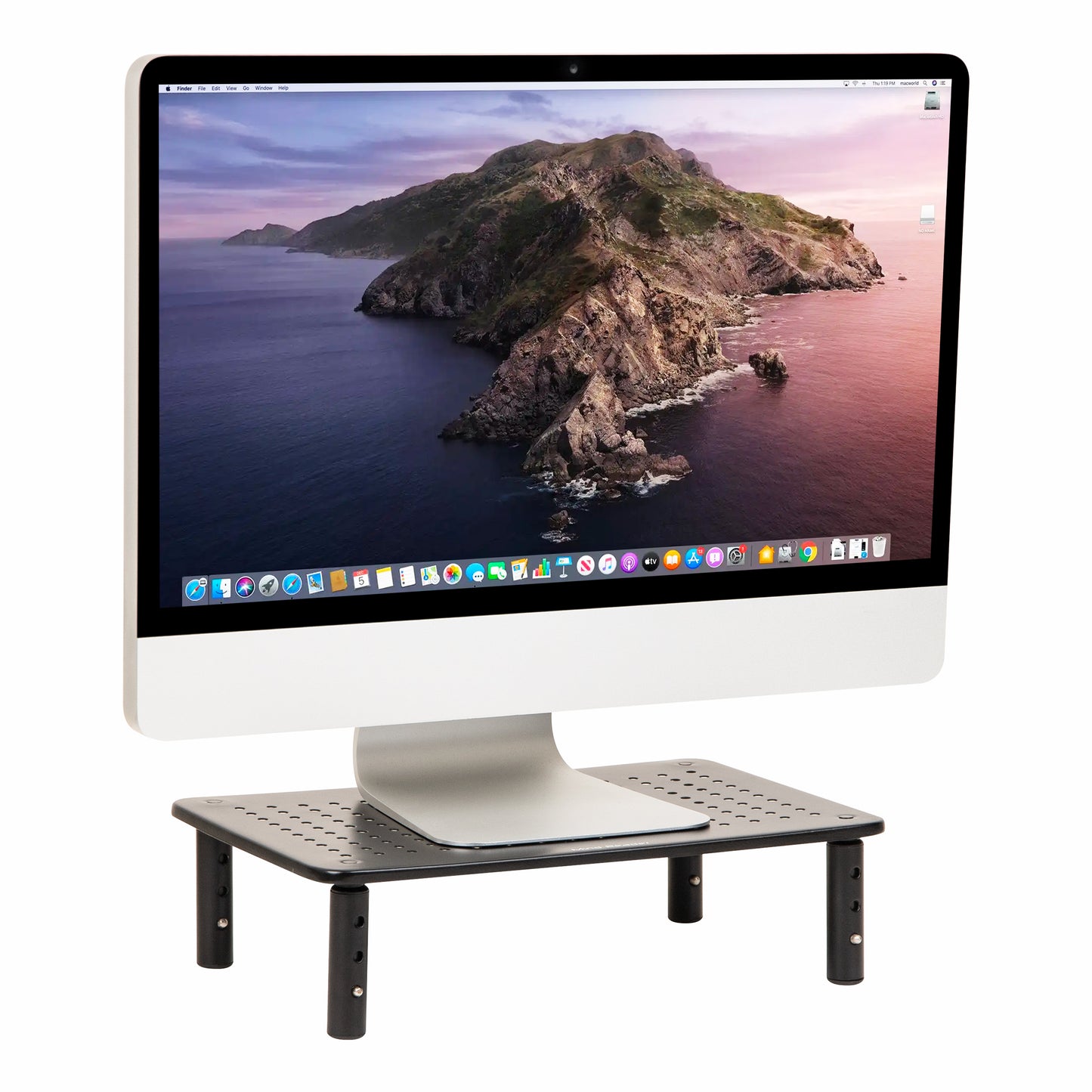 Mind Reader Monitor Stand, Height Adjustable, Ventilated Laptop Riser, Office, Metal, Black