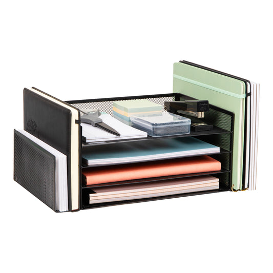 Mind Reader Desktop Organizer, File Storage, Paper Tray, Workspace, Office, Metal Mesh