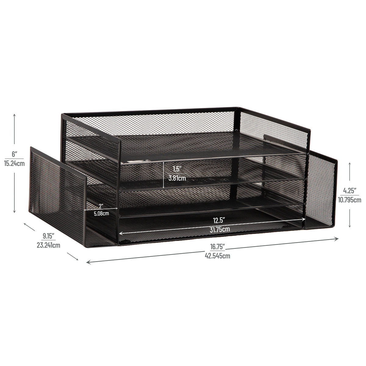 Mind Reader Desktop Organizer, File Storage, Paper Tray, Workspace, Office, Metal Mesh