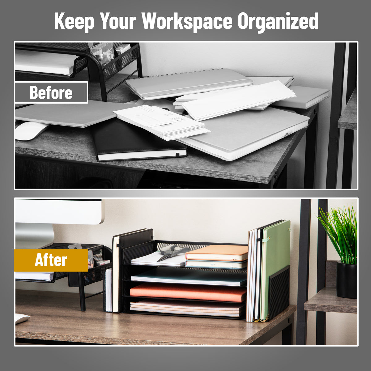 Mind Reader Desktop Organizer, File Storage, Paper Tray, Workspace, Office, Metal Mesh