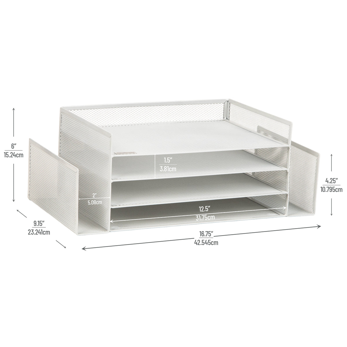 Mind Reader Desktop Organizer, File Storage, Paper Tray, Workspace, Office, Metal Mesh