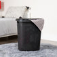Mind Reader 50L Slim Laundry Hamper, Clothes Basket, Lid, Wicker Design, Plastic, 17.65"L x 13.75"W x 21"H