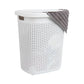 Mind Reader 50L Slim Laundry Hamper, Clothes Basket, Lid, Wicker Design, Plastic, 17.65"L x 13.75"W x 21"H