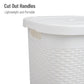 Mind Reader 50L Slim Laundry Hamper, Clothes Basket, Lid, Wicker Design, Plastic, 17.65"L x 13.75"W x 21"H