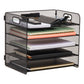 Mind Reader 5 Tier Paper Tray Desktop Organizer, Removable Shelves, Cut-Out Handles, Tool-Free Assembly, Metal Mesh, Black