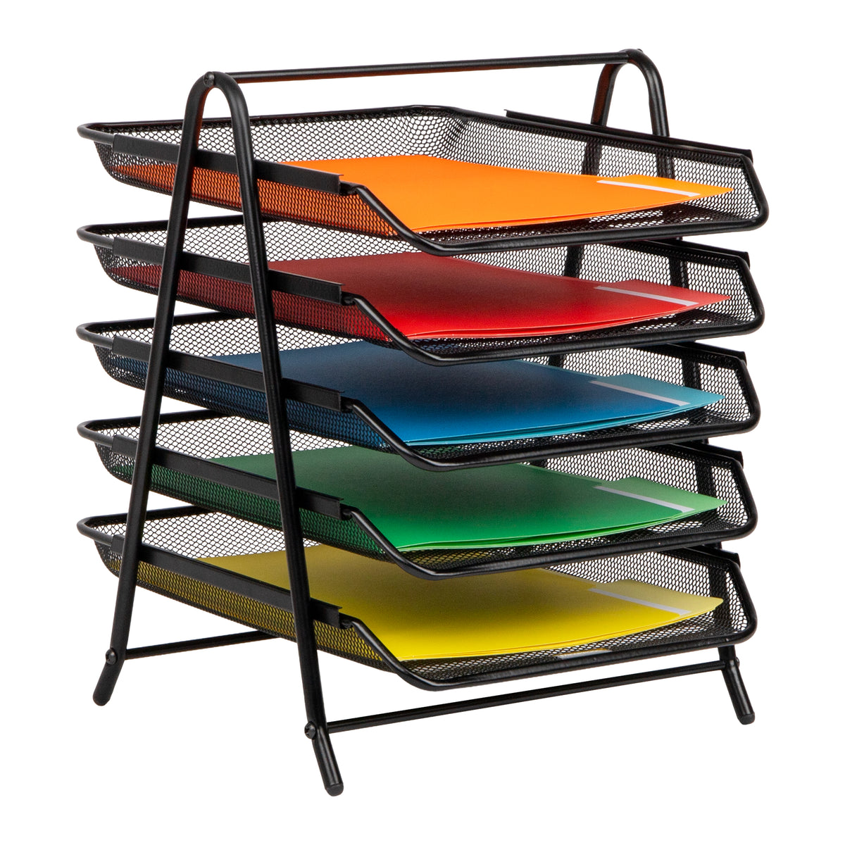 Mind Reader Paper Tray and File Folder Set, Desktop Organizer, Storage, Office, Metal Mesh, Black