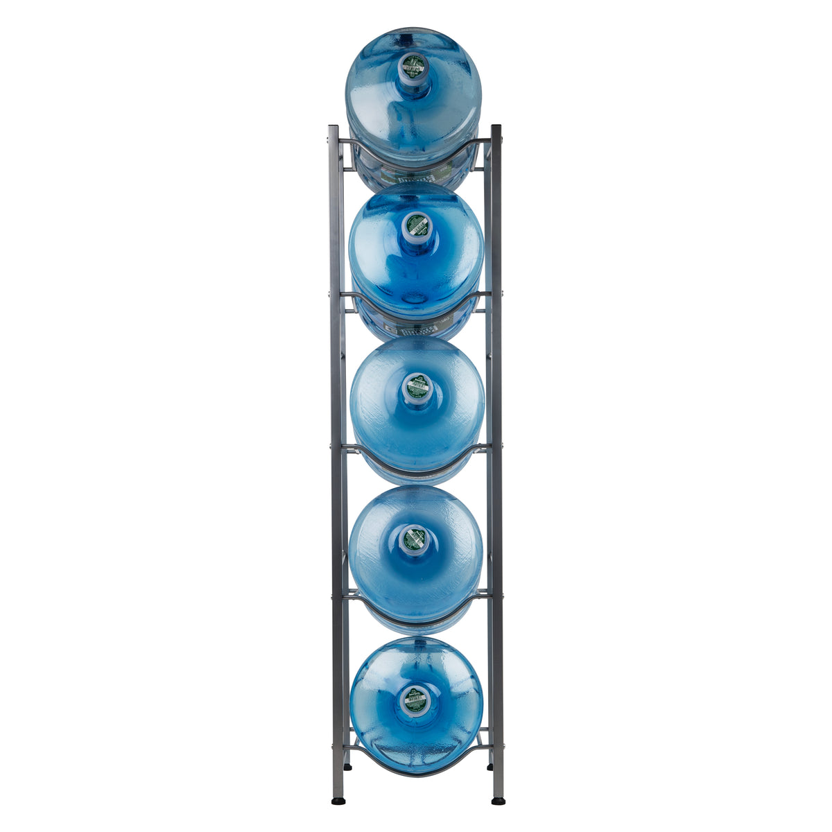 Mind Reader Water Jug Stand, Holds three or five 5 Gallon Jugs, Water Cooler, Rack, Metal, 13.5"L x 13.5"W, Silver