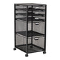 Mind Reader Multipurpose Rolling Storage Cart with Drawers, Office Organizer, Utility Cart, Metal Mesh, Black