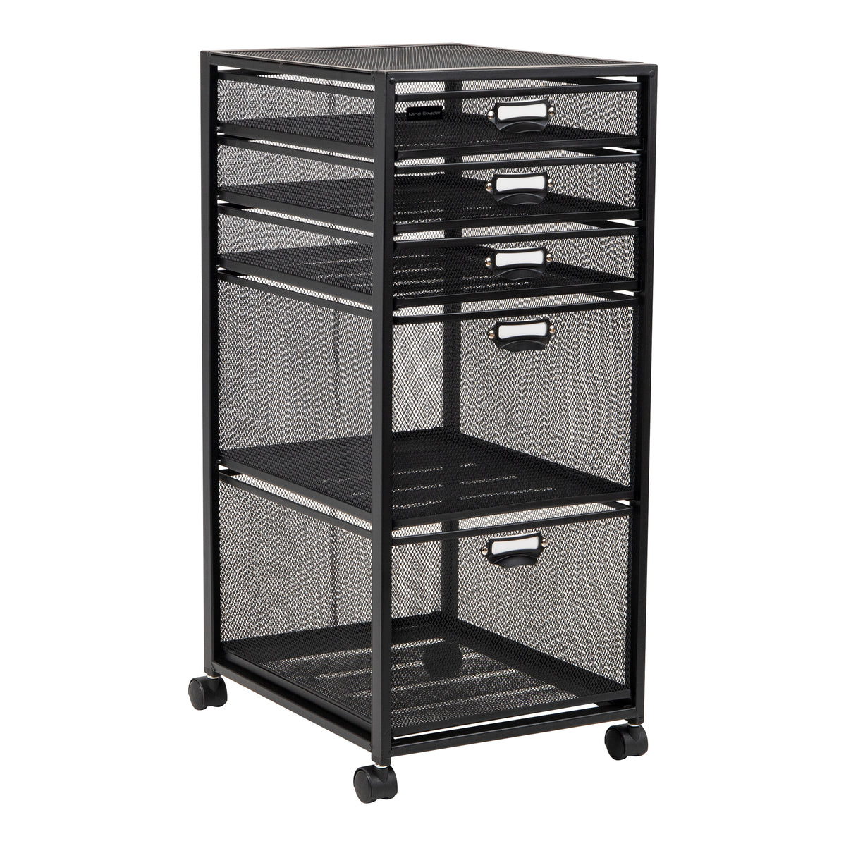 Mind Reader Multipurpose Rolling Storage Cart with Drawers, Office Organizer, Utility Cart, Metal Mesh, Black