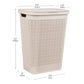 Mind Reader 60L Slim Laundry Hamper, Clothes Basket, Lid, Linen Design, Plastic, 18.25”L x 14.25”W x 23.5”H