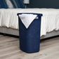 Mind Reader 60L Slim Laundry Hamper, Clothes Basket, Lid, Wicker Design, Plastic, 17.65"L x 13.75"W x 24.15"H