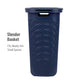 Mind Reader 60L Slim Laundry Hamper, Clothes Basket, Lid, Wicker Design, Plastic, 17.65"L x 13.75"W x 24.15"H