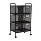Mind Reader Multipurpose Rolling Cart with Drawers, Office Storage Organizer, Utility Cart, Metal Mesh, Black
