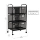 Mind Reader Multipurpose Rolling Cart with Drawers, Office Storage Organizer, Utility Cart, Metal Mesh, Black