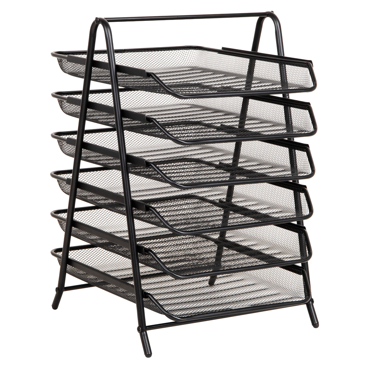 Mind Reader 6-Tier Paper Tray, Desktop Organizer, File Storage, Office, Metal Mesh, 11.75"L x 13.75"W x 18"H, Black