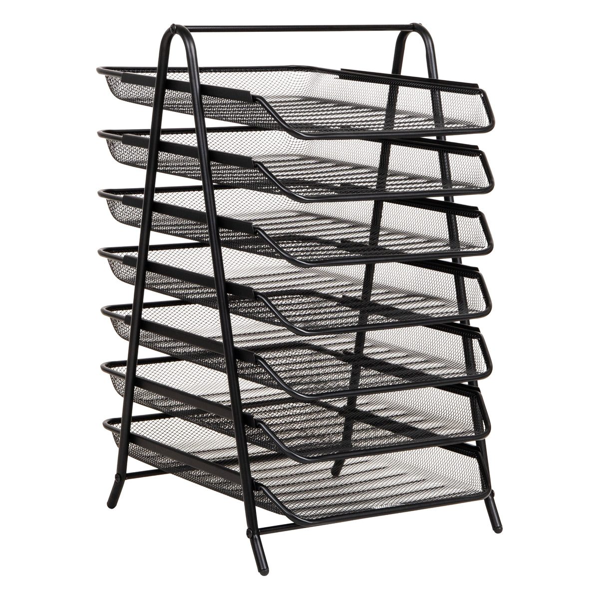 Mind Reader 7-Tier Paper Tray, Desktop Organizer, File Storage, Office, Metal Mesh, 11.75"L x 13.75"W x 20"H, Black
