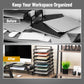 Mind Reader 7-Tier Paper Tray, Desktop Organizer, File Storage, Office, Metal Mesh, 11.75"L x 13.75"W x 20"H, Black