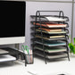 Mind Reader 7-Tier Paper Tray, Desktop Organizer, File Storage, Office, Metal Mesh, 11.75"L x 13.75"W x 20"H, Black