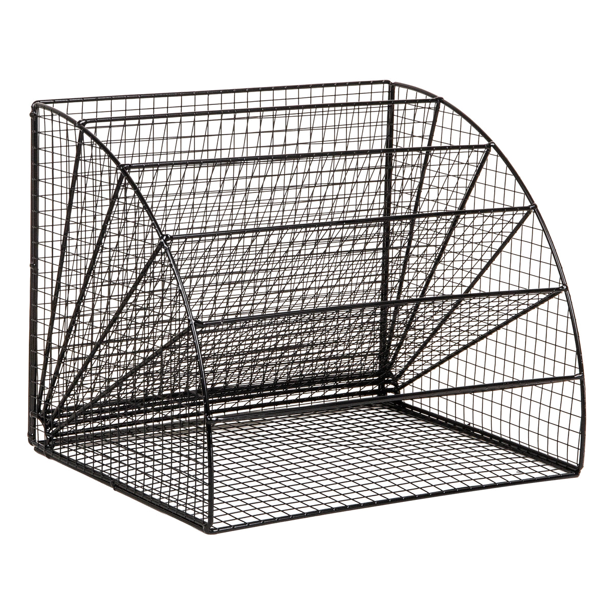 Mind Reader 6 Tier Fan Shaped Desktop File Organizer, Large Capacity Wire Document Holder for Office or Home, Black