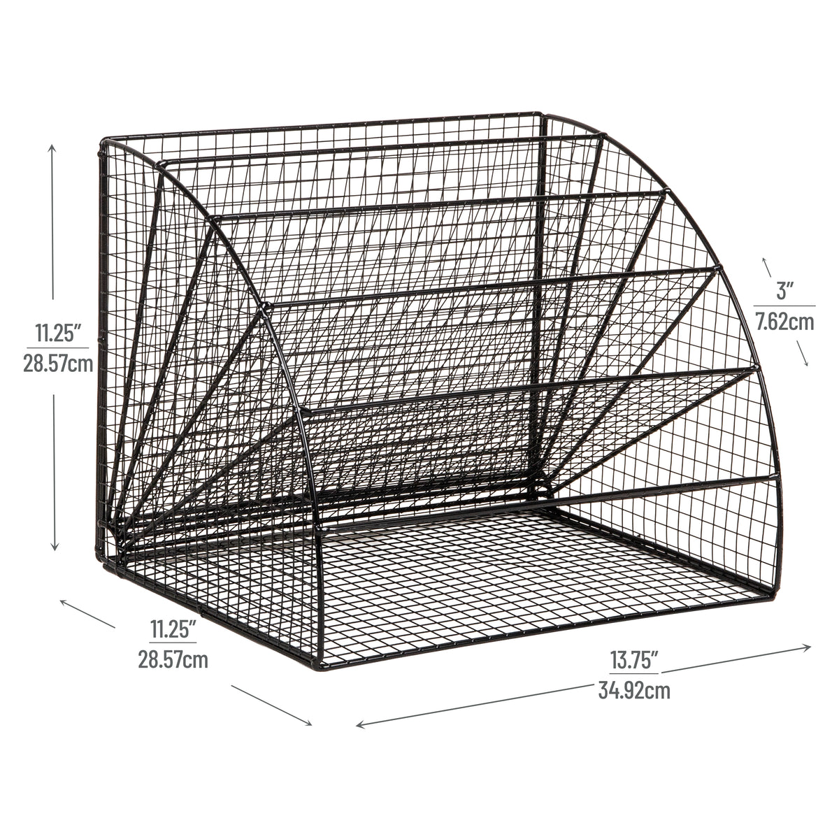Mind Reader 6 Tier Fan Shaped Desktop File Organizer, Large Capacity Wire Document Holder for Office or Home, Black