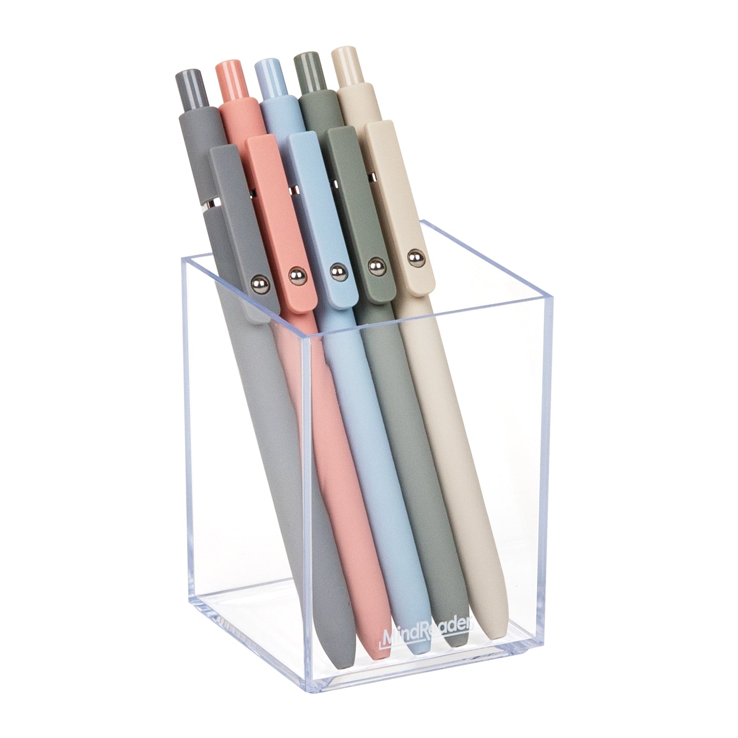 Mind Reader Pen Cup, Accessory Holder, Desktop Organization, Office, Acrylic, 2.5"L x 2.5"W x 4"H, Clear